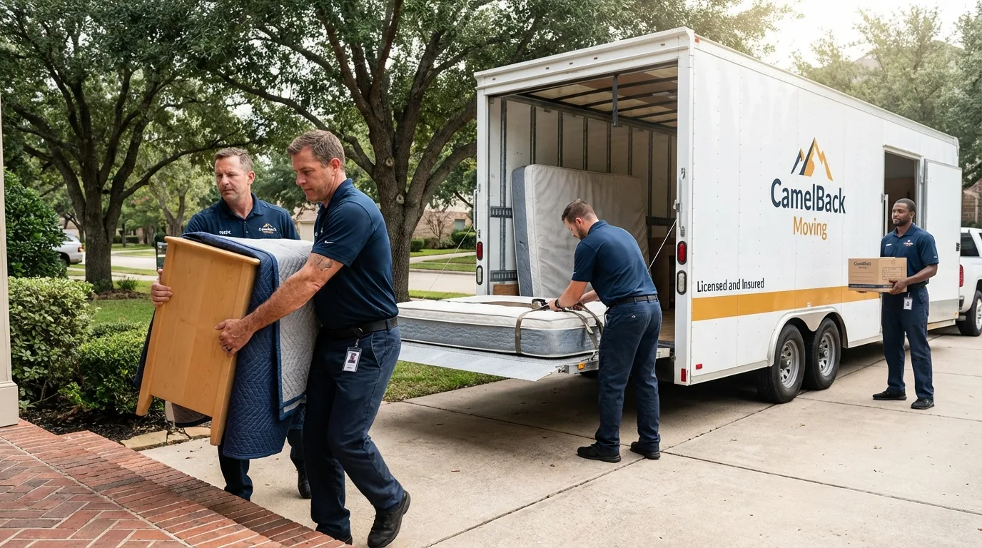 Crew loading residential truck for cross-state move from Steger, IL