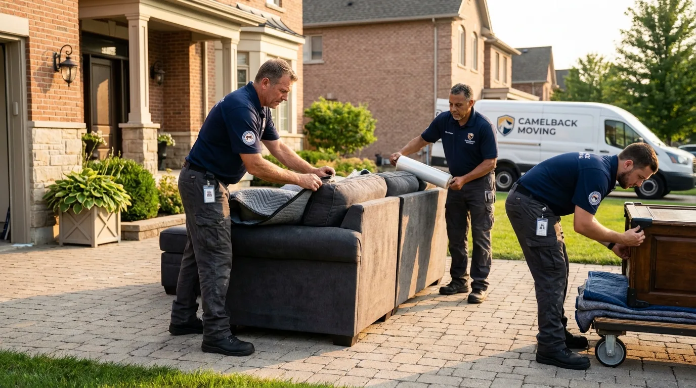 Large estate moving crew wrapping furniture in Steger, IL
