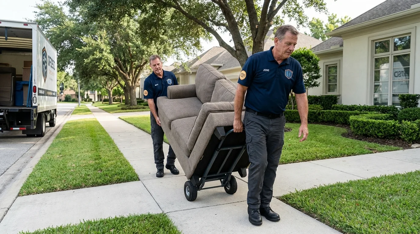 Local residential moving crew loading furniture in Steger, IL